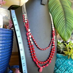 Red Multi Strand Necklace The Sak Jewelry $16ea or bundle 3/ $25